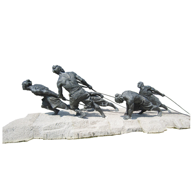 铜雕人物大型劳动人民拉纤纤夫纯铜历史情境雕塑装饰摆件