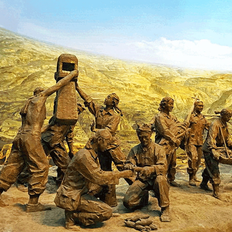 定制大型铸铜人物雕塑知青下乡支教文化小品摆件