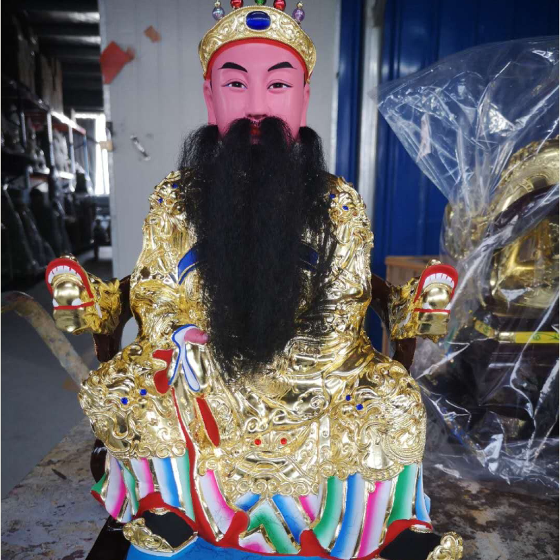 新品家用香樟樟木雕刻保生大帝神像贴金大道木雕