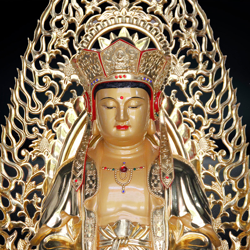 手工木雕普陀山普济寺毗卢观音像南海观世音菩萨居家木雕