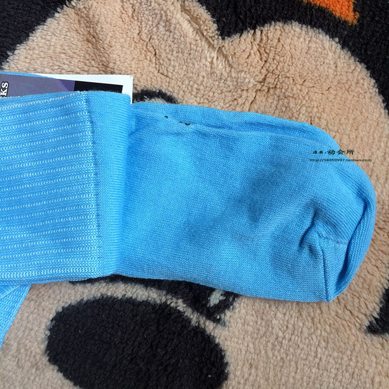 包邮天蓝色足球男女长筒筒袜过膝棉纶袜子防滑足球袜