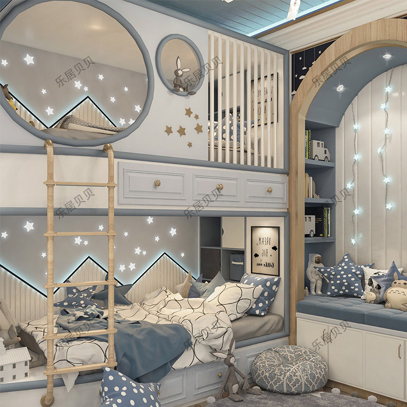 乐居贝贝定制实木梦幻星空双层床男女生创意上下高低