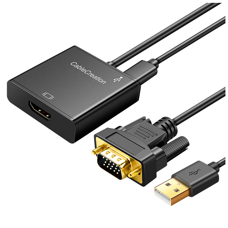 vga转hdmi带音频转换器台式笔记本电脑连接电视显示器投影接口vga公转