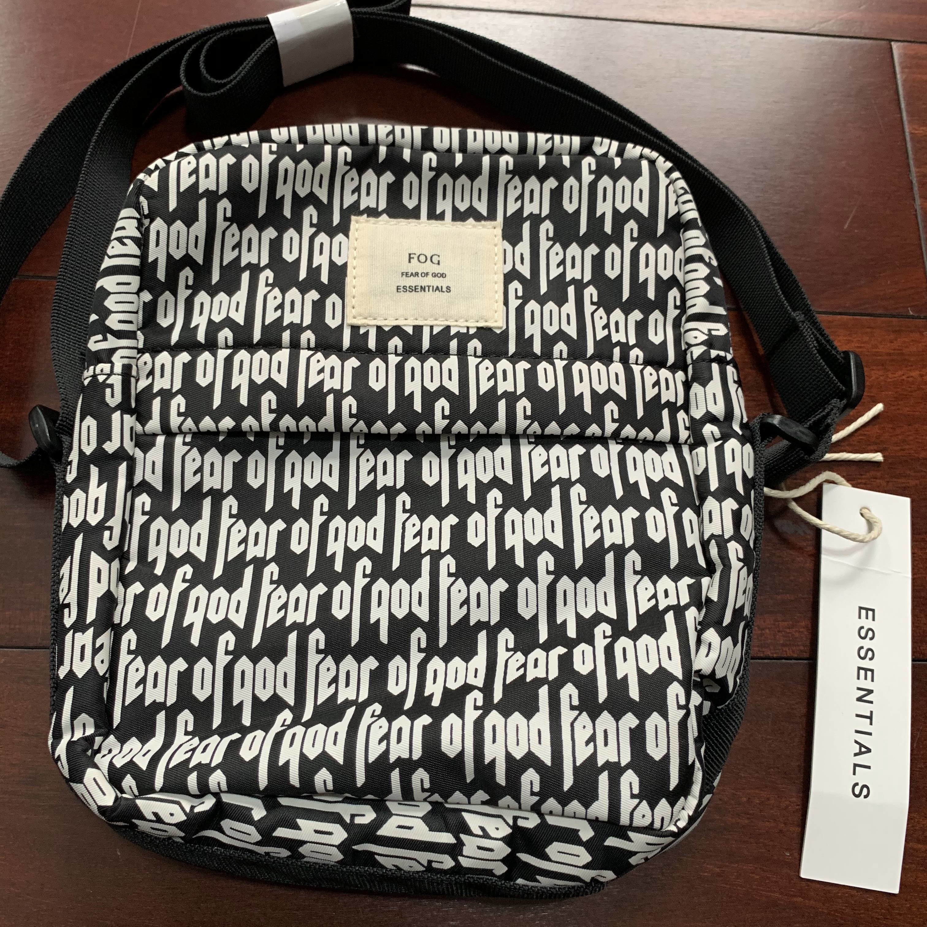 fogfearofgod潮牌高街嘻哈弹幕满印斜挎包男士包袋