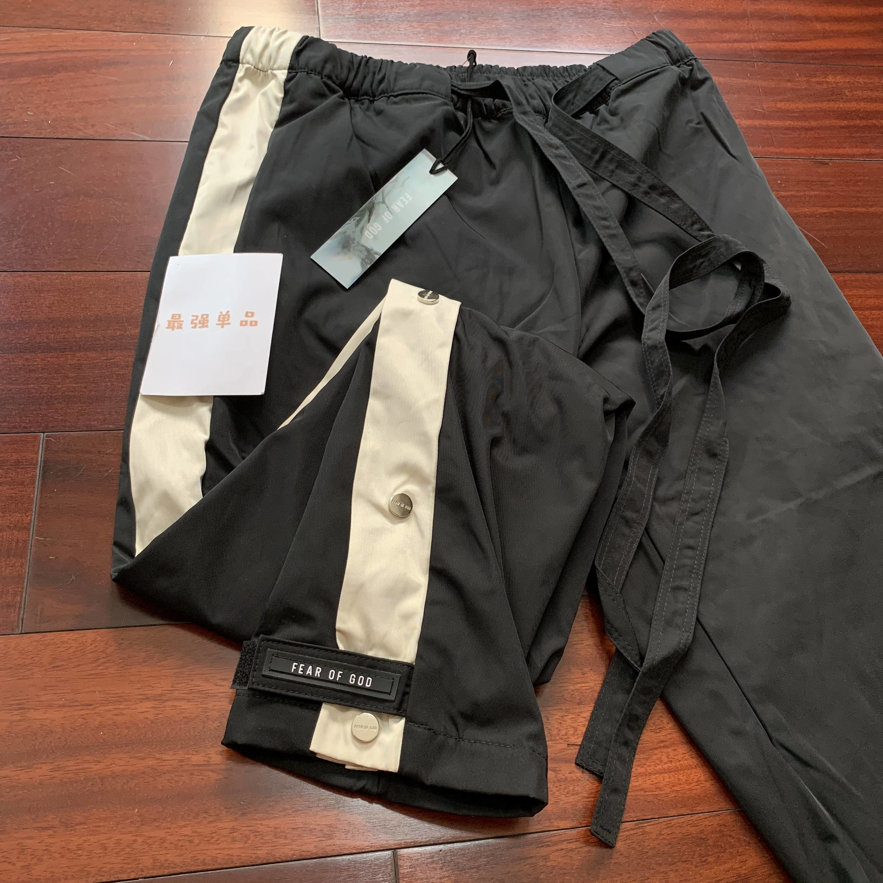 fear of god fog 主线拼接老爹尼龙运动裤 潮流宽松纽扣排扣 长裤