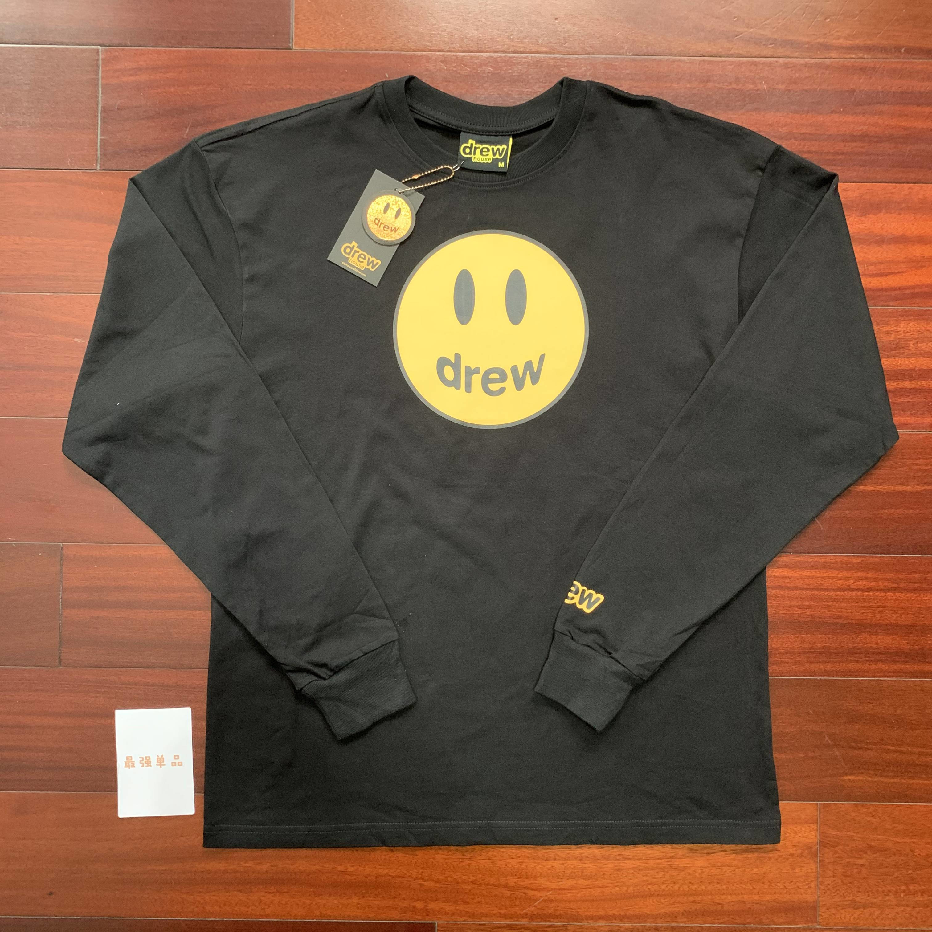 笑脸drewhouse长袖贾斯比伯吴亦凡亦凡同款loget恤
