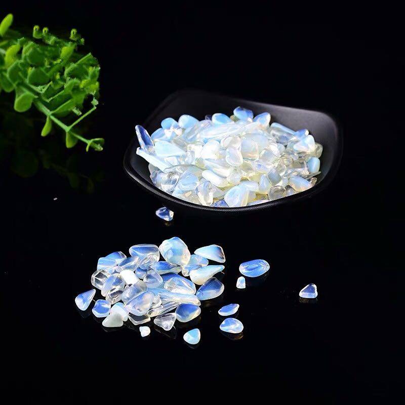 消磁水晶优质蛋白白石五彩碎石磁石原石石铺摆件