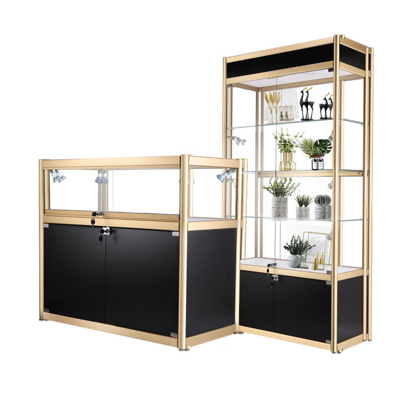 商用饰品小柜台定制展柜玻璃透明精品烟草中岛柜陈列香港货柜定做