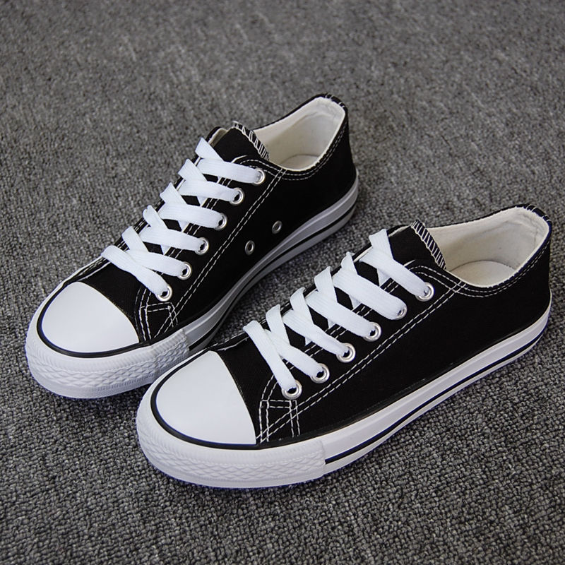 帆布鞋男女鞋子2020春潮流新款原宿风学生韩版休闲百搭板鞋子黑色