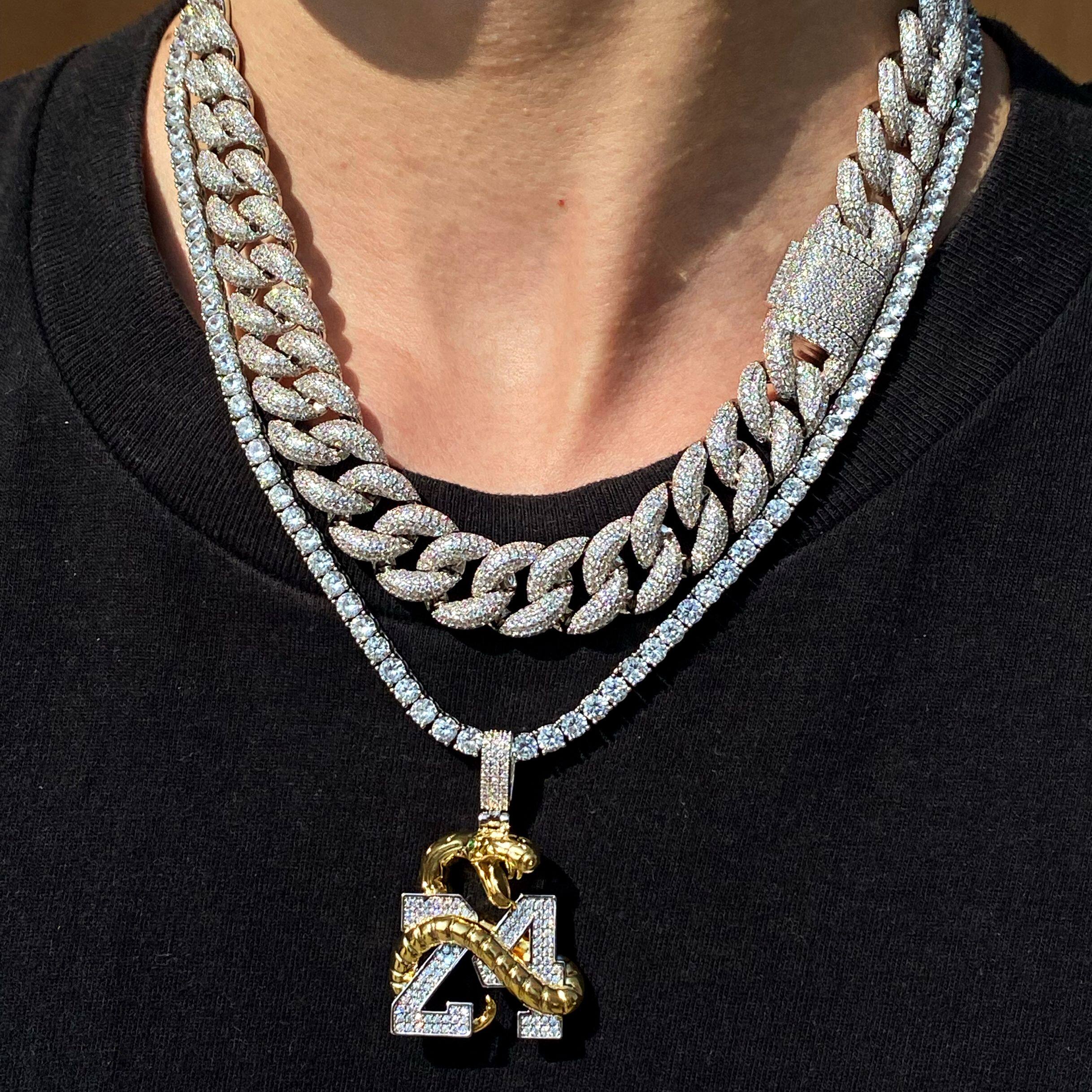 曼巴精神致敬科比24号黑曼巴吊坠镶钻嘻哈饰品项坠