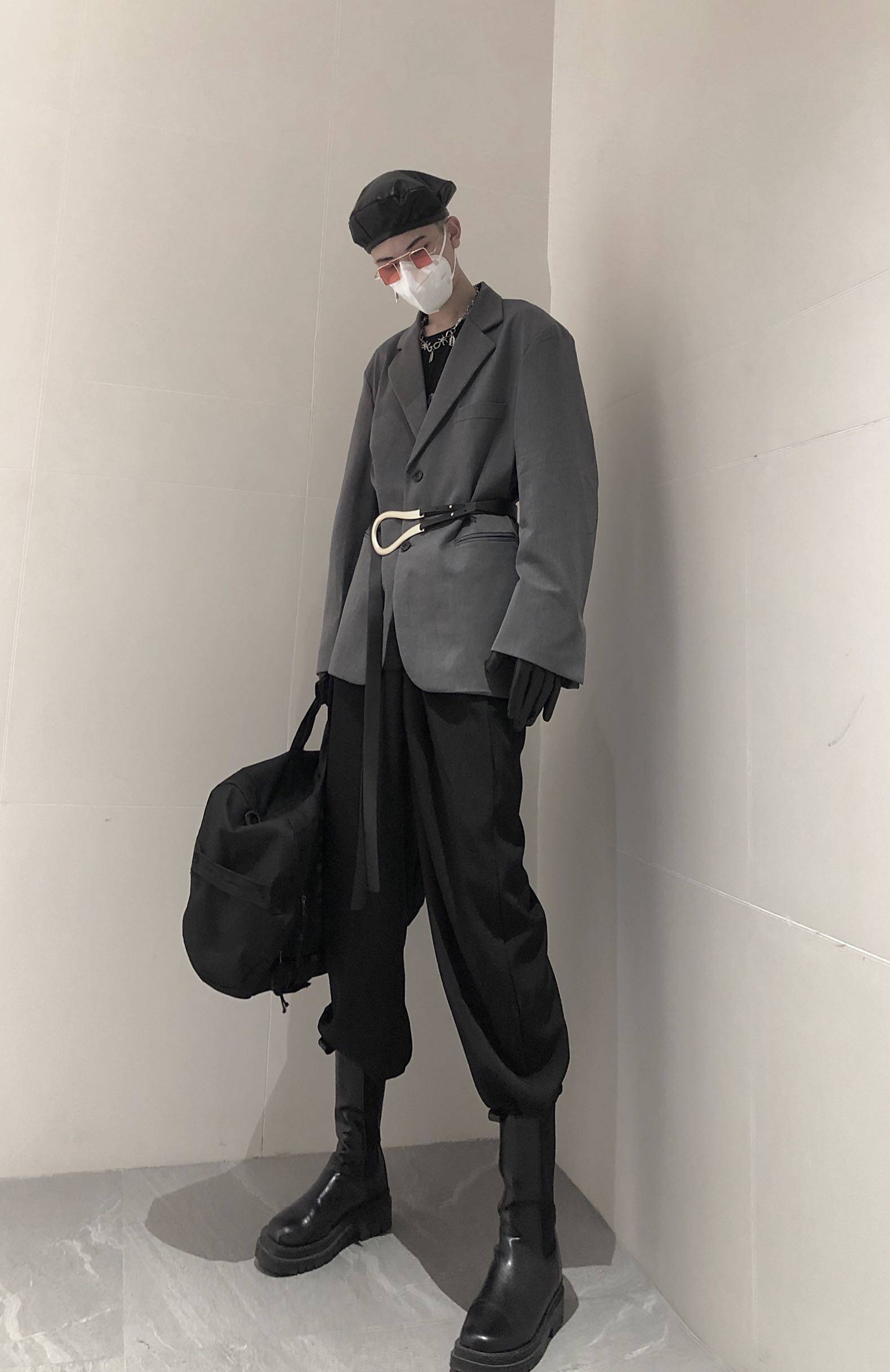 宽松西装抖音同款oversize垫肩纯色男女女款外套西服