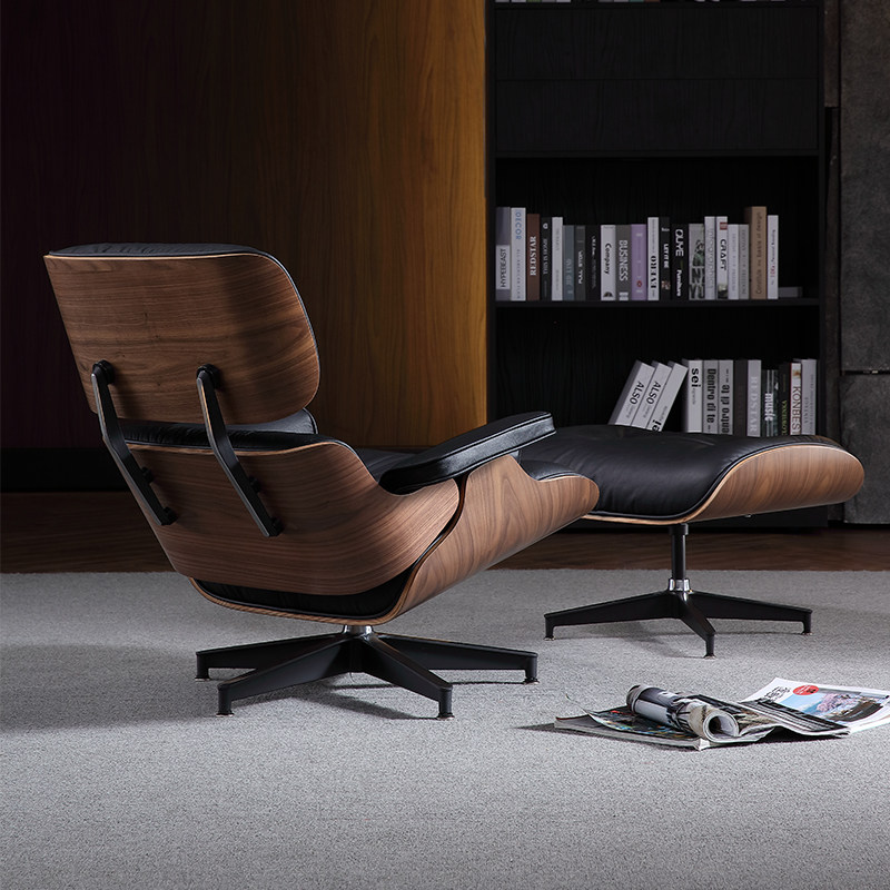 伊姆斯躺椅eames轻奢小户型真皮躺椅旋转设计师款客厅意式休闲椅