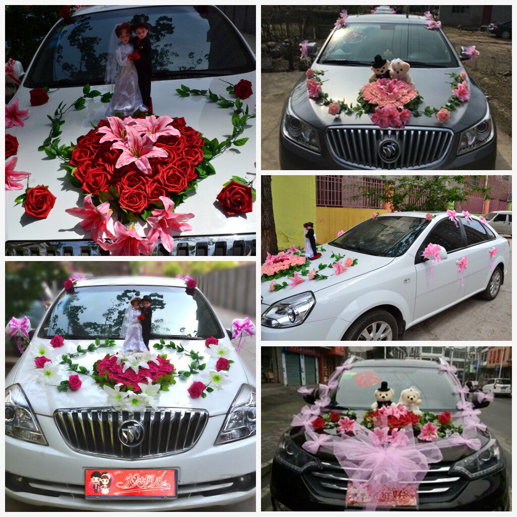创意个性主婚车装装饰车头花用用品套装仿真花车婚车鲜花