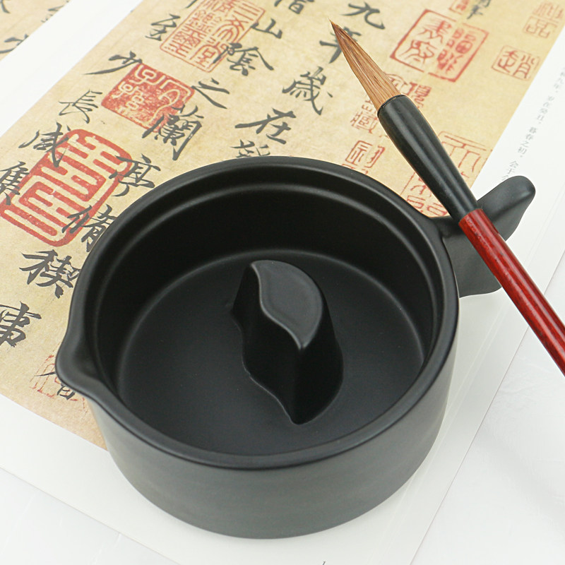 带盖砚台包邮墨汁书法文房四宝笔架墨盘笔墨液国画文房四宝