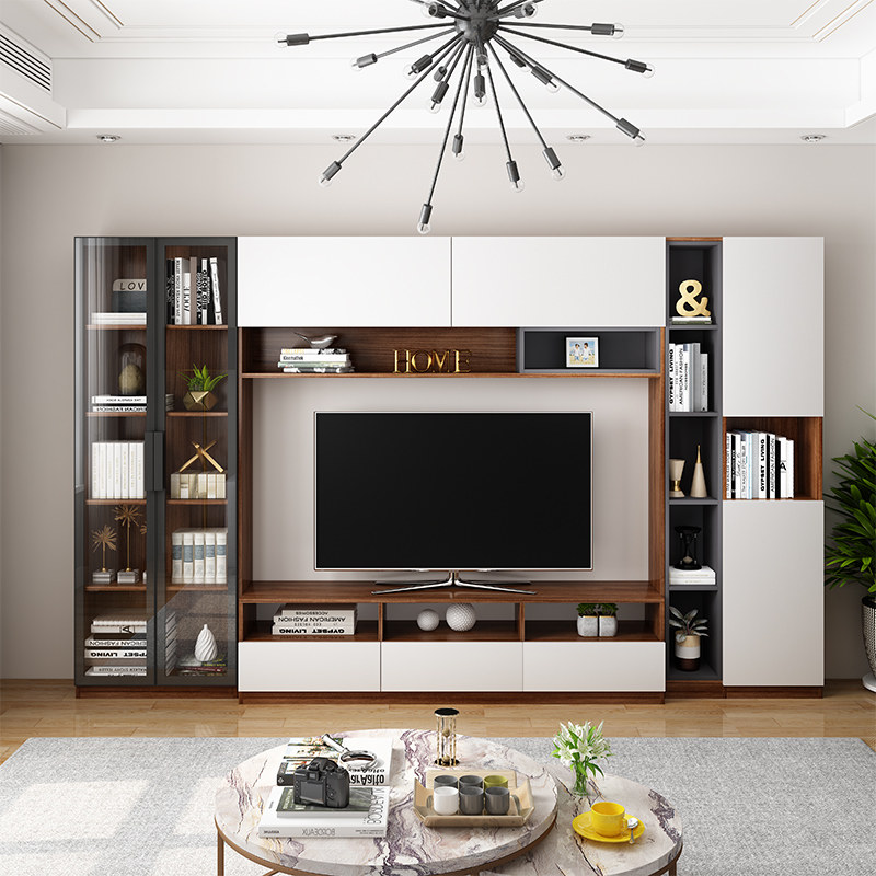 电视柜现代北欧客厅简约组合靠墙背景墙多功能储物定制电视柜