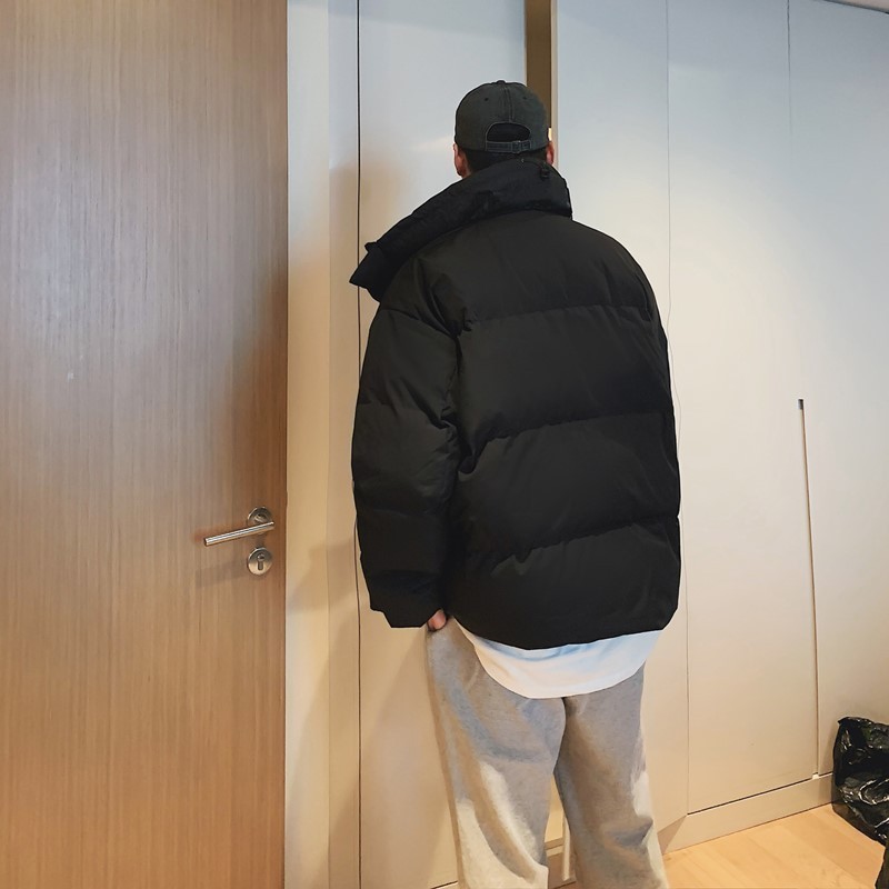 白鸭绒羽绒服男短款2021冬新款加厚潮流廓形面包服男士帅气外套潮