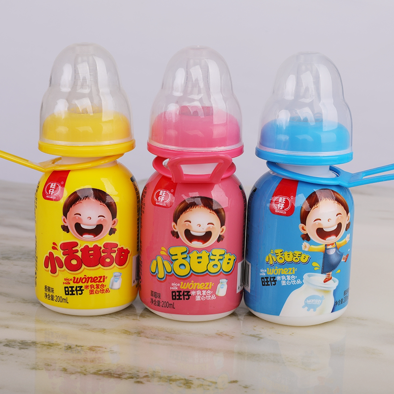 旺仔小甜甜小米乳儿童饮料草莓椰奶奶嘴形酸奶蛋白香蕉味200ml10