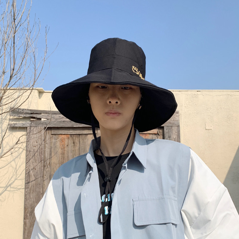 大帽遮脸渔夫帽男夏天防紫外线遮阳帽防晒户外百搭帽子