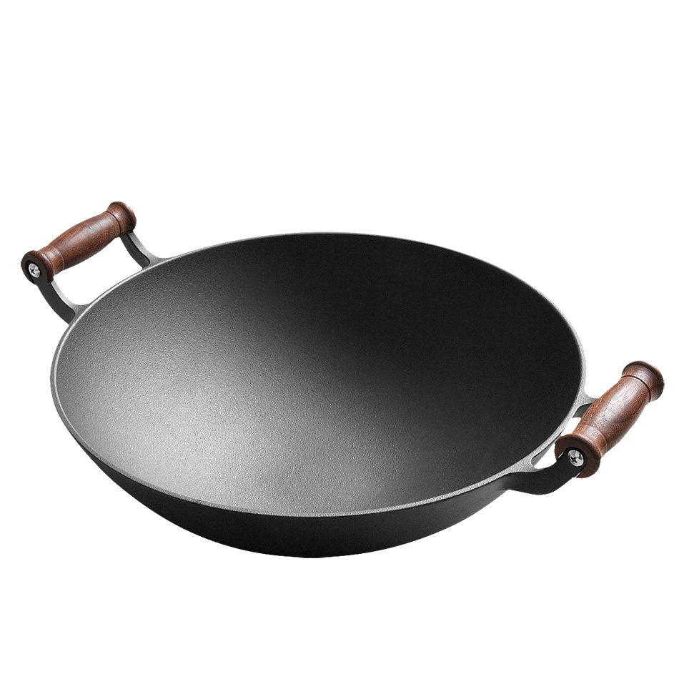 铁锅素沐家用炒菜菜锅36cm炒锅铸铁老式涂层炒锅