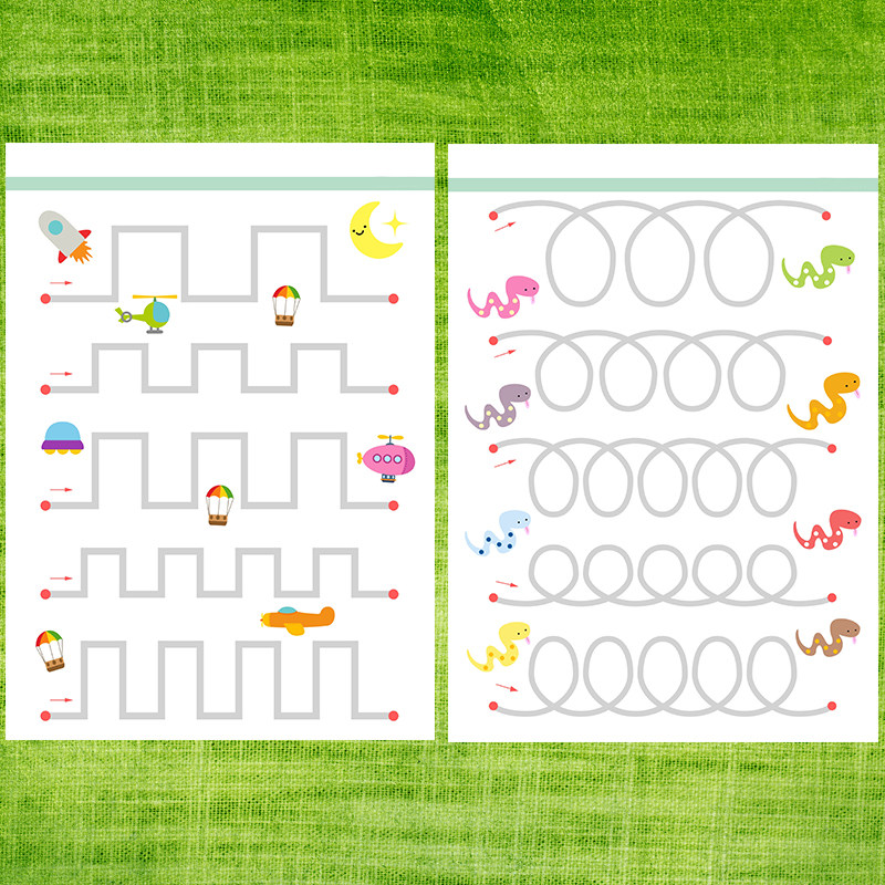 宝宝精细动作专注力画线点连线运笔连线塑封注意力训练幼儿园感统