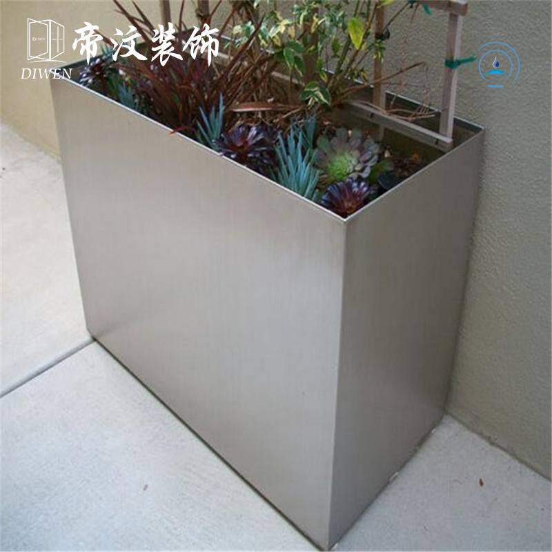 长方形不锈钢花盆户外种植花池金属花箱花槽道路花盆