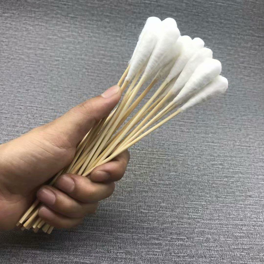 长棉签大头医用无菌棉花木棒一次性消毒级抗菌婴儿妇科用棉棒20cm