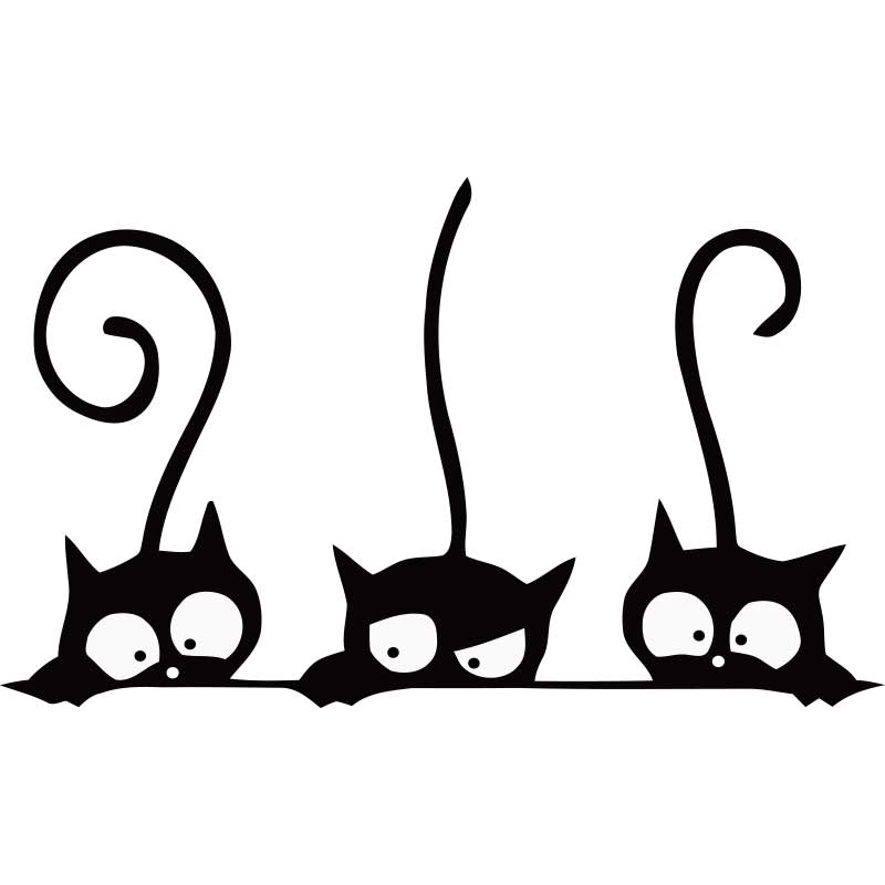 热转印烫画贴pet膜熨烫贴画卡通可爱黑白三只小猫衣服图案贴柯式