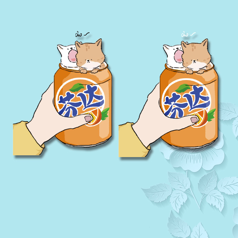 烫印可爱两款贴花热转印图案童装可爱猫黑白芬达布贴