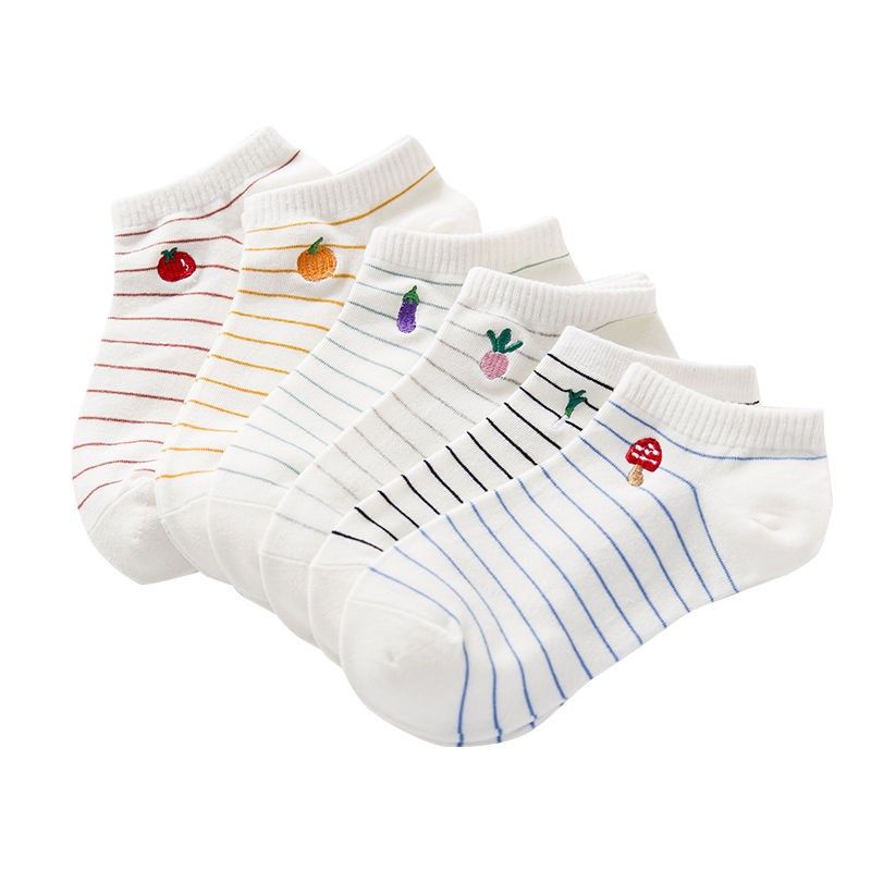 袜子女韩版短袜潮袜夏季浅口薄款刺绣船袜可爱运动袜