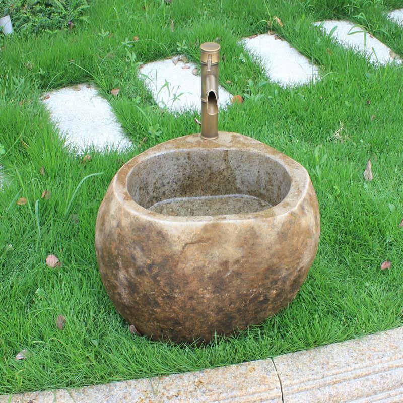 户外鹅卵石拖把石头拖布桶室外庭院儿童幼儿园洗手盆,台一体成型式