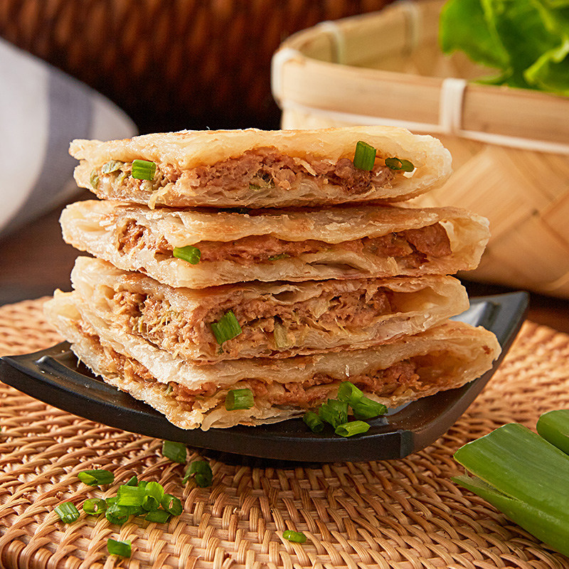 安井猪肉大葱酥皮馅饼冷冻牛肉肉馅饼速食早餐手抓饼