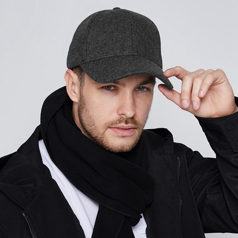 秋冬季帽子男士封口大头纯色保暖大码羊毛毛呢帽子