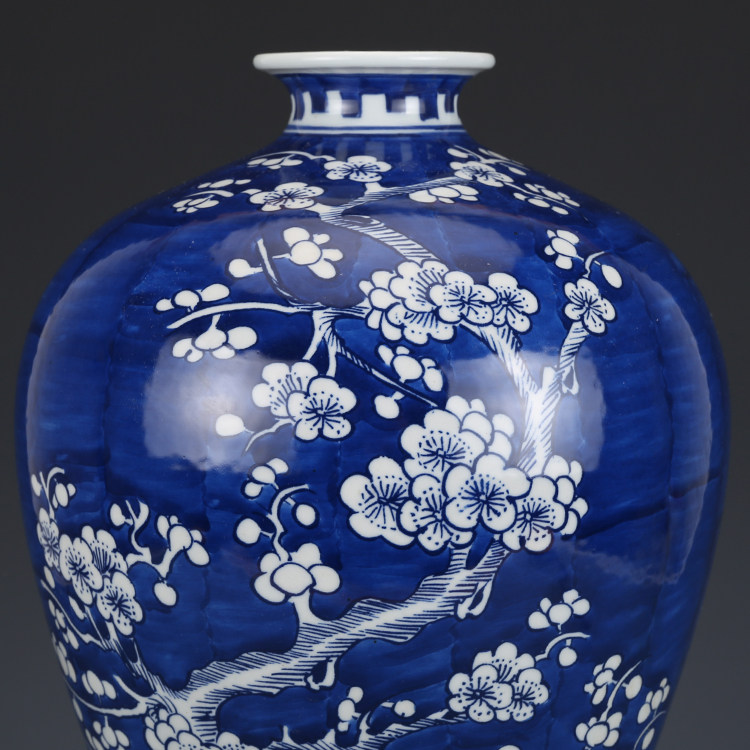 大清康熙青花冰梅梅瓶仿古瓷器古董古玩收藏花瓶