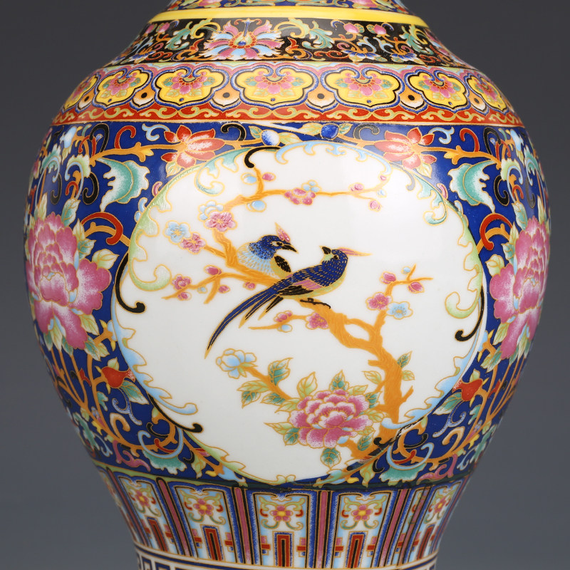 景德镇陶瓷器摆件雍正珐琅彩净水瓶仿古瓷器古董花瓶