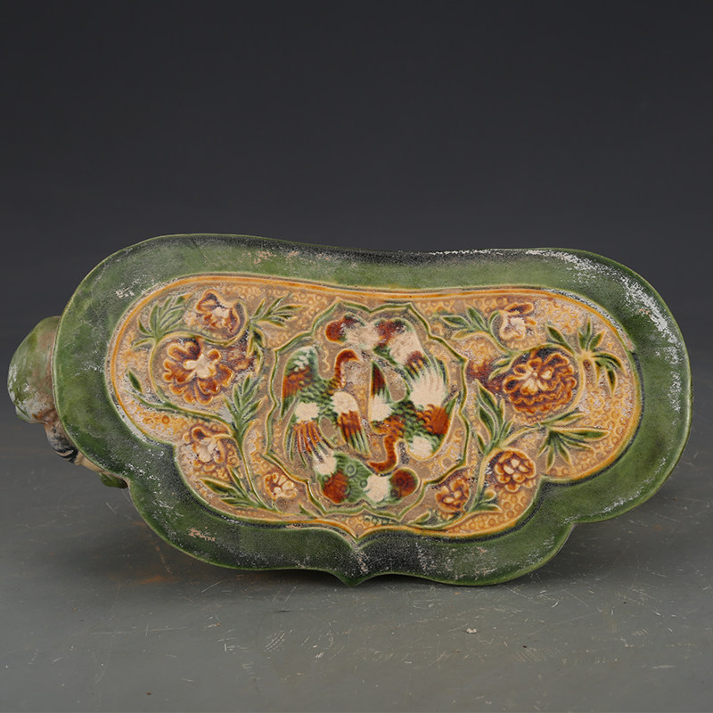 唐三彩侍女瓷枕古董古玩收藏品手工摆件出土瓷器摆件