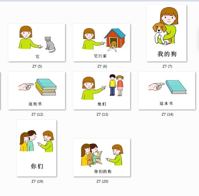 教具幼儿卡片人称代词主宾宾格区分20张小学生玩具挂图