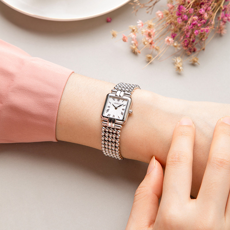 法国赫柏林herbelin女士石英表珍珠表链方盘女表17473欧美腕表