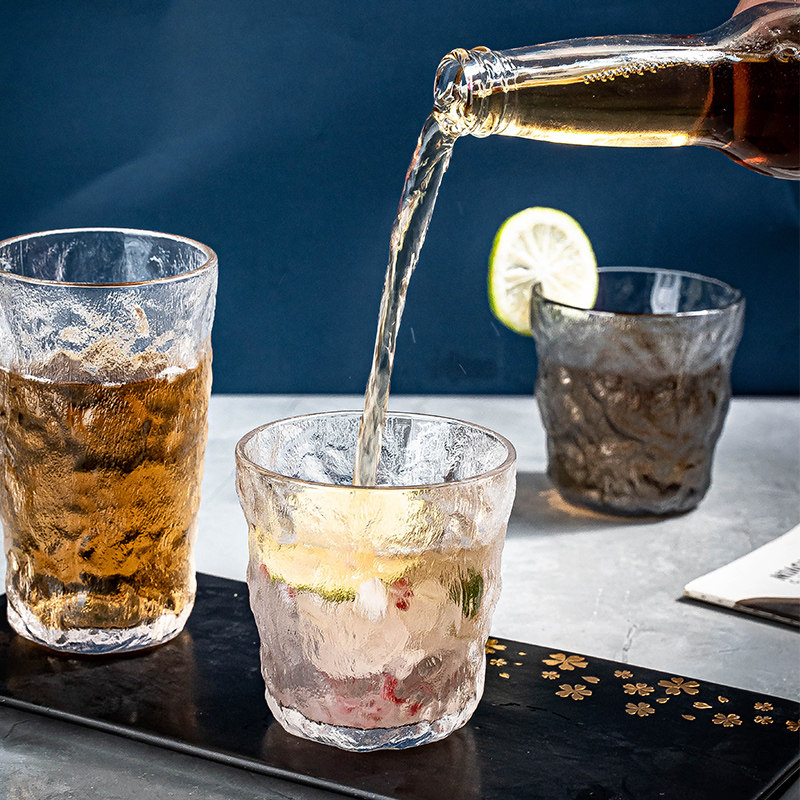 玻璃杯家用创意轻奢水晶喝水杯子高级感果汁牛奶杯茶杯套装啤酒杯