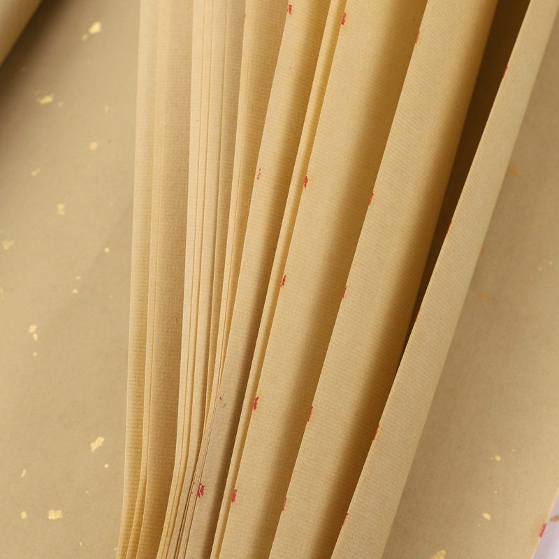 宣纸洒金安徽专用批发作品烫金撒金描龙生白色宣纸