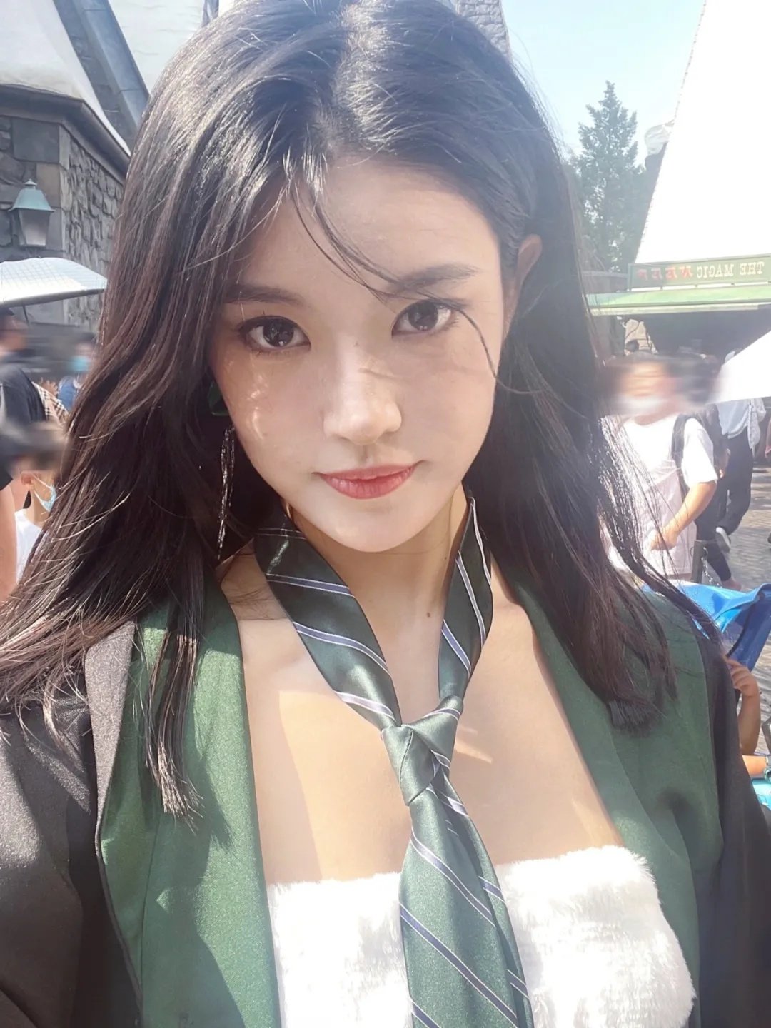 jalousiebonbon同款rayburstblack拼接logo皮标深灰吊带连衣裙