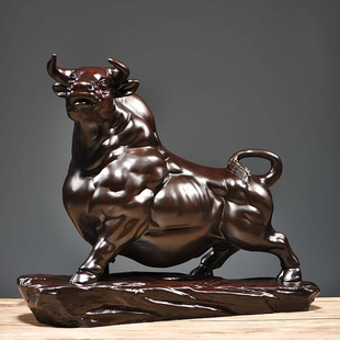 黑檀木雕旺牛摆件生肖牛实木雕刻招财牛工艺品家居送礼品送礼物