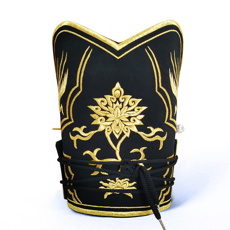 汉服祭祀布许原创男装帽汉婚帽成人礼刺绣花帽子