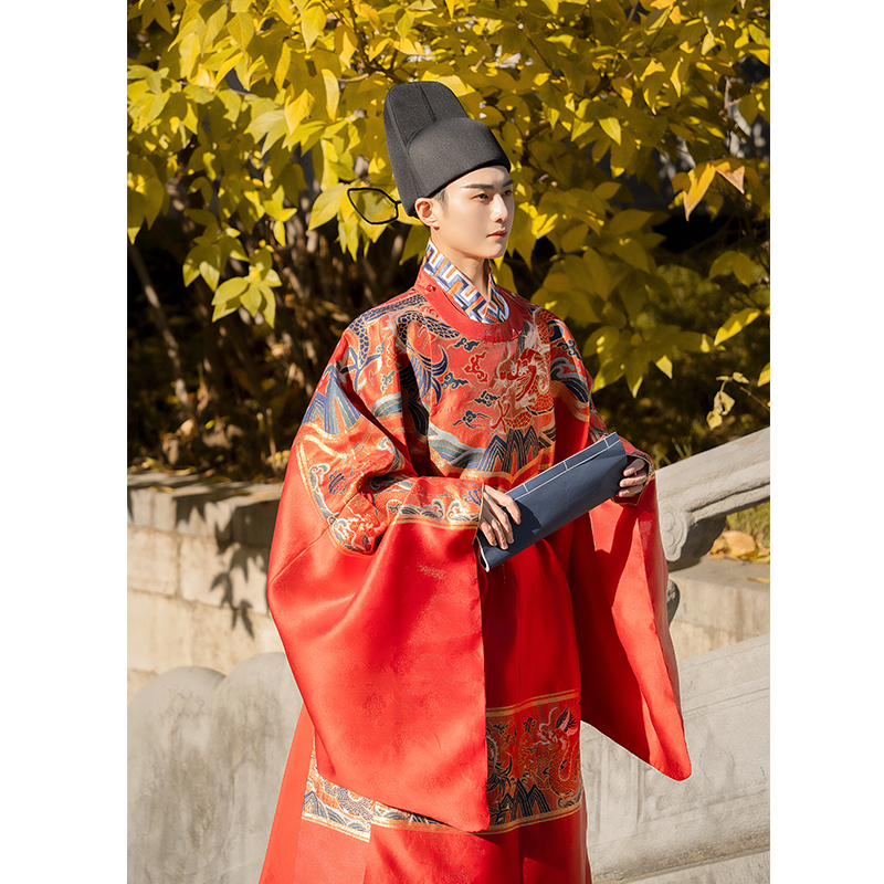 布许金玉满堂明制圆领原创汉服妆花蟒袍大码男装汉服