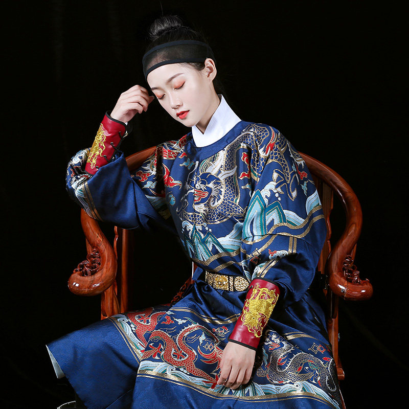 布许原创正品明制汉服女妆花圆领袍蟒袍长袄窄民族服装