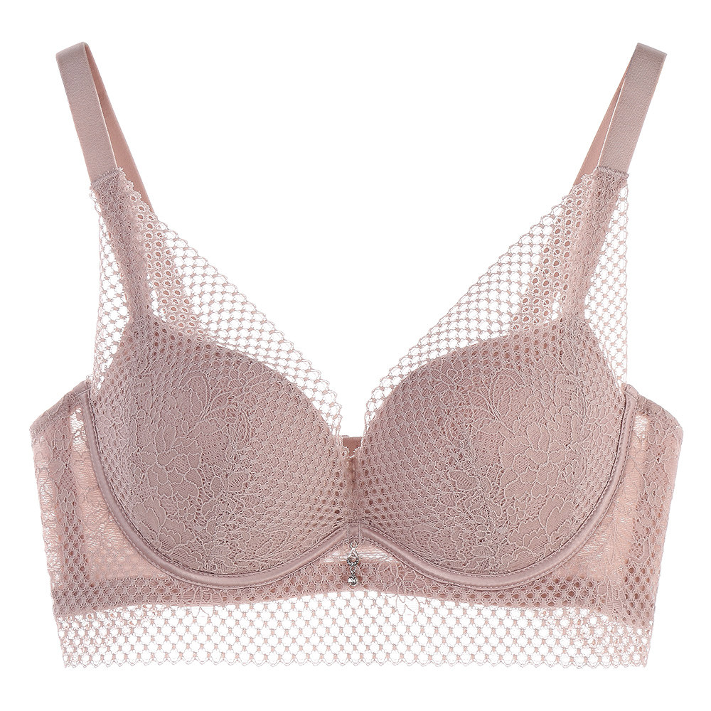 万康女士内衣性感延长蕾丝下扒透气直立薄下厚模杯文胸