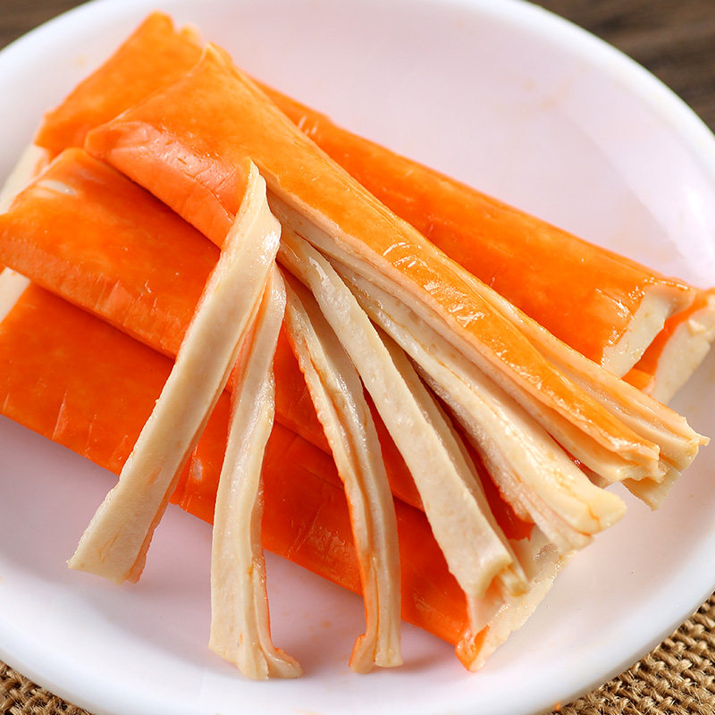 海欣手撕蟹柳棒蟹肉棒即食麻辣蟹黄卷香辣龙虾鳕鱼丸蟹足棒小零食
