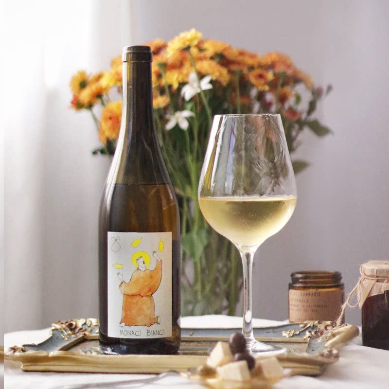优雅通透矿物monaco神棍带皮浸渍橙酒意大利自然干白静态葡萄酒