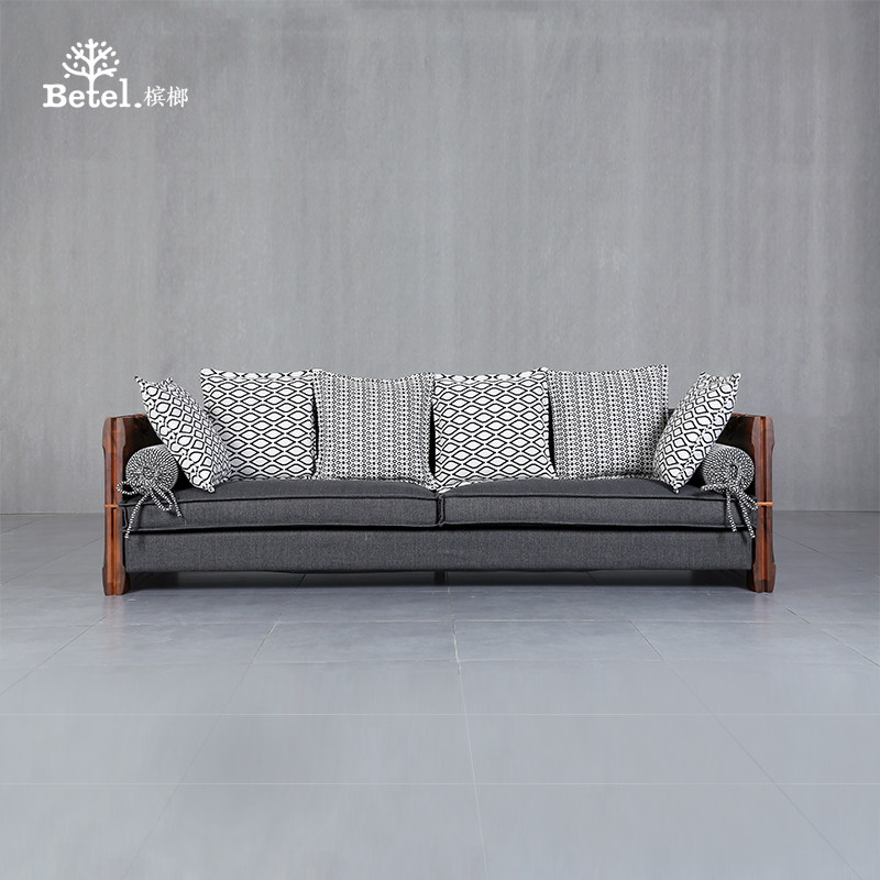 荣麟槟榔家具新中式实木框架沙发组合三四人位客厅轻奢组合沙发