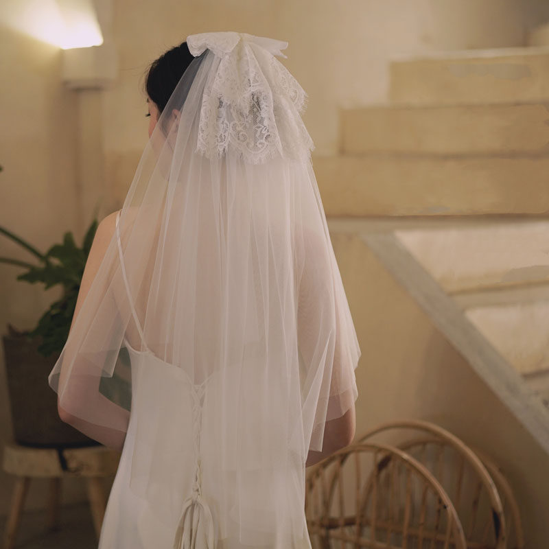 新娘结婚头纱头饰气质蕾丝复古森系婚礼礼轻头纱