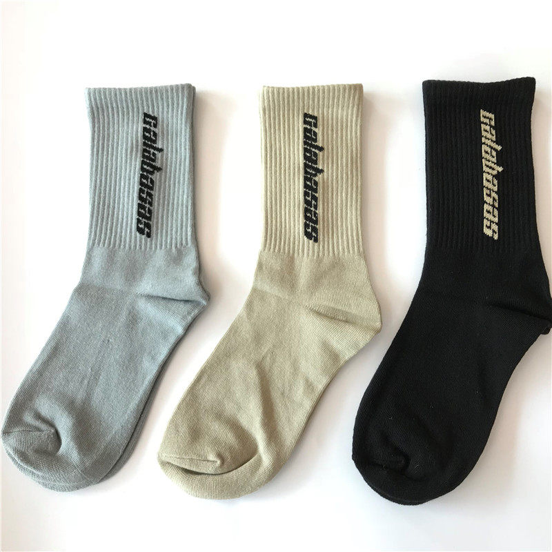 欧美嘻哈侃爷中筒kanye同款calabasas字母潮流椰子中筒袜